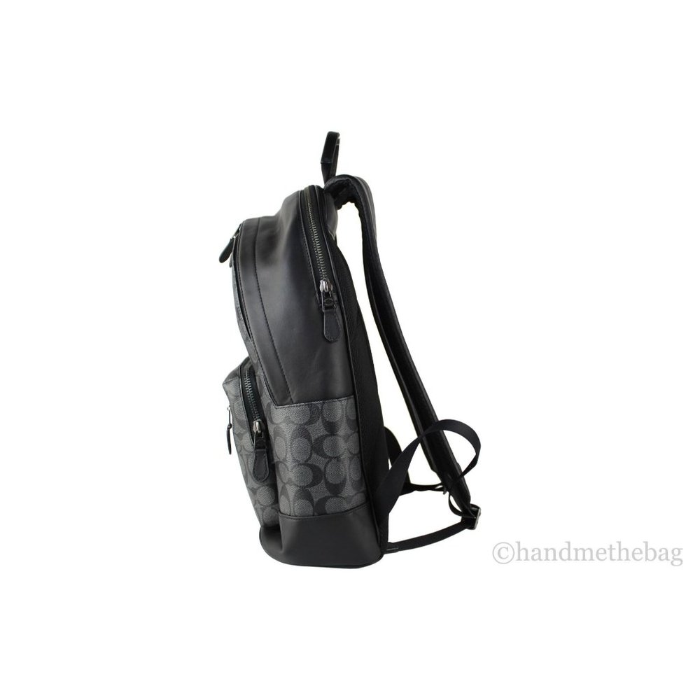 NWT Coach Men's West Signature Denim Chalk Varsity Stripe Coated Canvas Backpack - Picture 8 of 11
